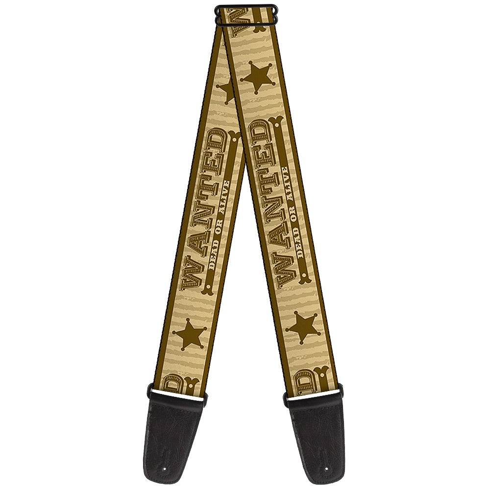 Guitar Strap - WANTED-DEAD OR ALIVE Star Tans Guitar Straps Buckle-Down   
