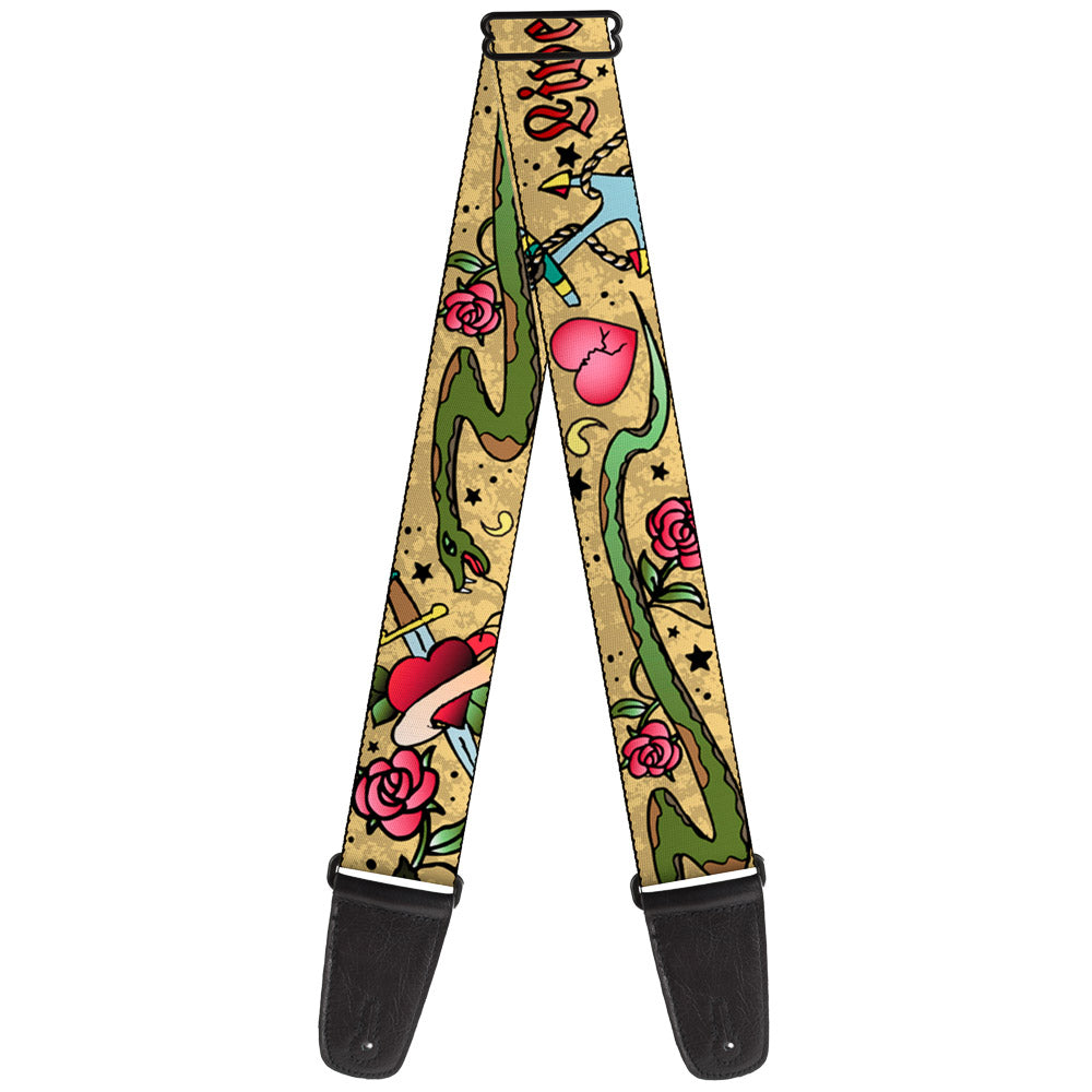 Guitar Strap - Live Hard Die Young Tan Guitar Straps Buckle-Down   