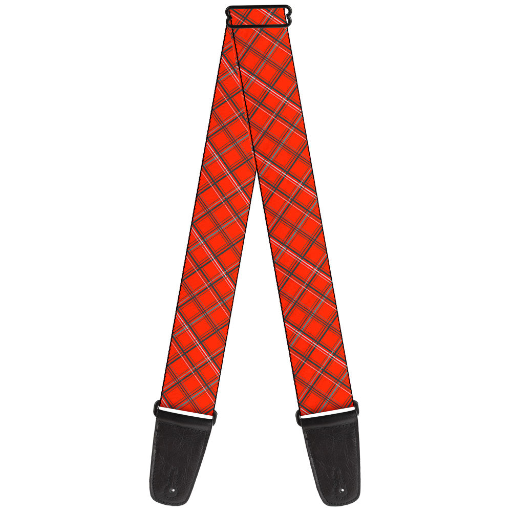 Guitar Strap - Plaid X Orange Gray Guitar Straps Buckle-Down   