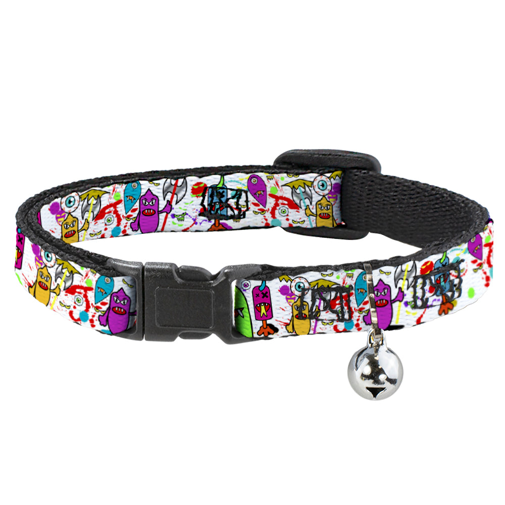 Cat Collar Breakaway - Monsters White Breakaway Cat Collars Buckle-Down   