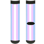 Sock Pair - Polyester - Flag Transgender Baby Blue Baby Pink White - CREW Socks Buckle-Down   