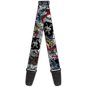 Guitar Strap - Dead Men Tell No Tales CLOSE-UP White Guitar Straps Buckle-Down   