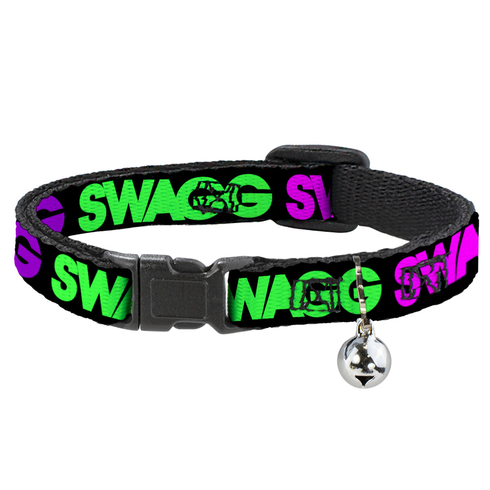 Cat Collar Breakaway - SWAGG Black Hot Pink Turquoise Purple Neon Green Breakaway Cat Collars Buckle-Down   