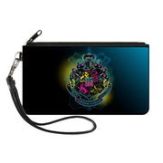 Canvas Zipper Wallet - LARGE - Harry Potter Hogwarts Crest Black Yellow Aqua Fade Multi Neon Canvas Zipper Wallets Harry Potter Default Title