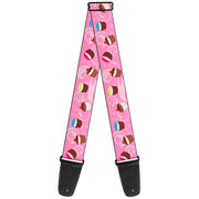 Guitar Strap - Cupcake Swirls Pink Multi Color Guitar Straps Buckle-Down   