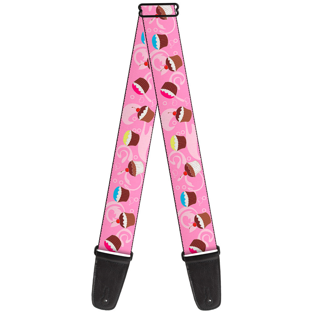 Guitar Strap - Cupcake Swirls Pink Multi Color Guitar Straps Buckle-Down   