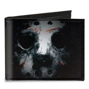 Canvas Bi-Fold Wallet - Jason Mask3 CLOSE-UP + FRIDAY THE 13th Black Grays Red Canvas Bi-Fold Wallets Friday the 13th Default Title