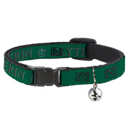 Cat Collar Breakaway with Bell - Harry Potter SLYTHERIN & Crest Green/Black Breakaway Cat Collars Harry Potter