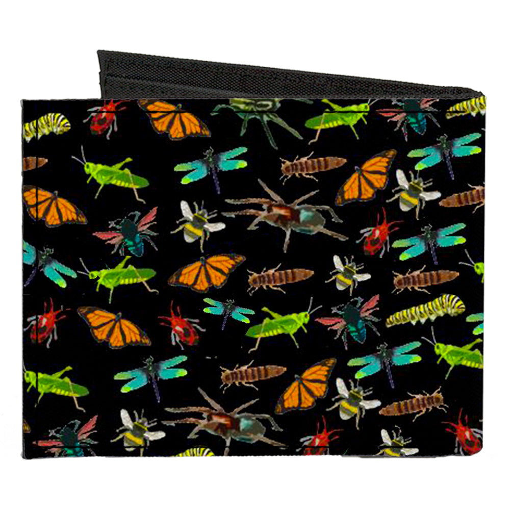 Canvas Bi-Fold Wallet - Insects Scattered Black Canvas Bi-Fold Wallets Buckle-Down   