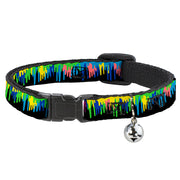Cat Collar Breakaway - Paint Drips Black Multi Neon Breakaway Cat Collars Buckle-Down   