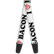 Guitar Strap - I "Heart" BACON White Black Bacon Guitar Straps Buckle-Down   