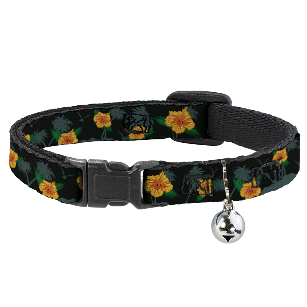 Cat Collar Breakaway - Hibiscus Flowers Palm Trees Black Green Orange Breakaway Cat Collars Buckle-Down   