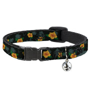 Cat Collar Breakaway - Hibiscus Flowers Palm Trees Black Green Orange Breakaway Cat Collars Buckle-Down   