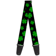 Guitar Strap - St Pat's Clovers Scattered2 Black Green Guitar Straps Buckle-Down   