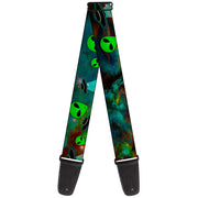 Guitar Strap - Aliens & UFO's Galaxy Green Black White Guitar Straps Buckle-Down   