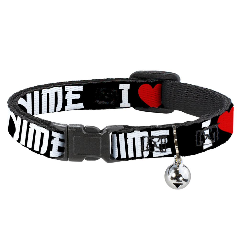 Cat Collar Breakaway - I "Heart" ANIME Bold Black White Red Breakaway Cat Collars Buckle-Down   