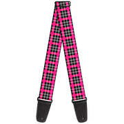 Guitar Strap - Plaid Black Gray Fuchsia Guitar Straps Buckle-Down   