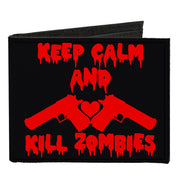 Canvas Bi-Fold Wallet - KEEP CALM AND KILL ZOMBIES Guns Heart Black Red Canvas Bi-Fold Wallets Buckle-Down   