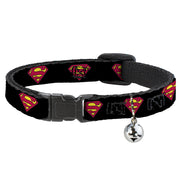 Cat Collar Breakaway - Superman Shield Black Breakaway Cat Collars DC Comics   