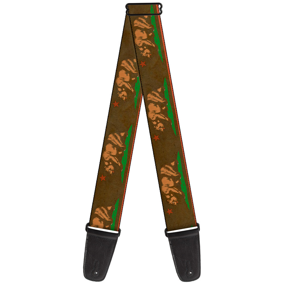 Guitar Strap - California Flag Weathered Browns Guitar Straps Buckle-Down   
