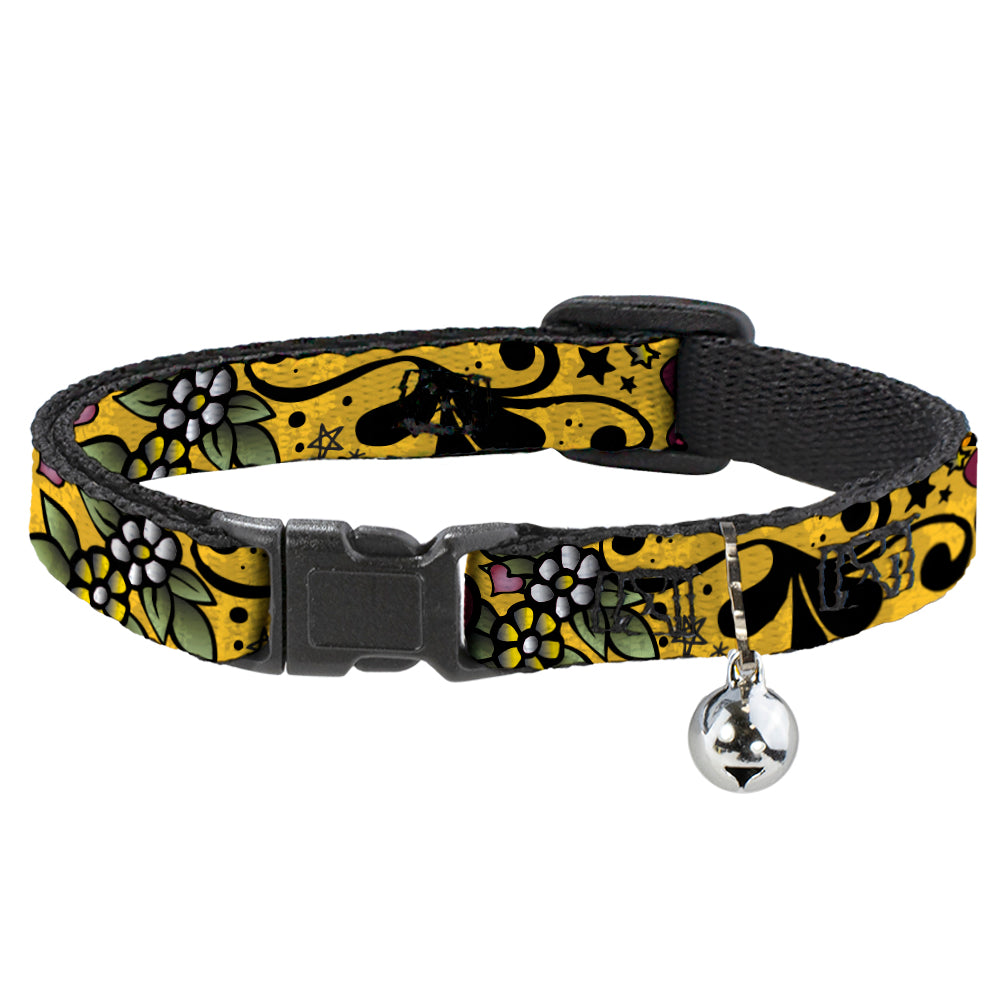 Cat Collar Breakaway - Mom & Dad CLOSE-UP Yellow Breakaway Cat Collars Buckle-Down   