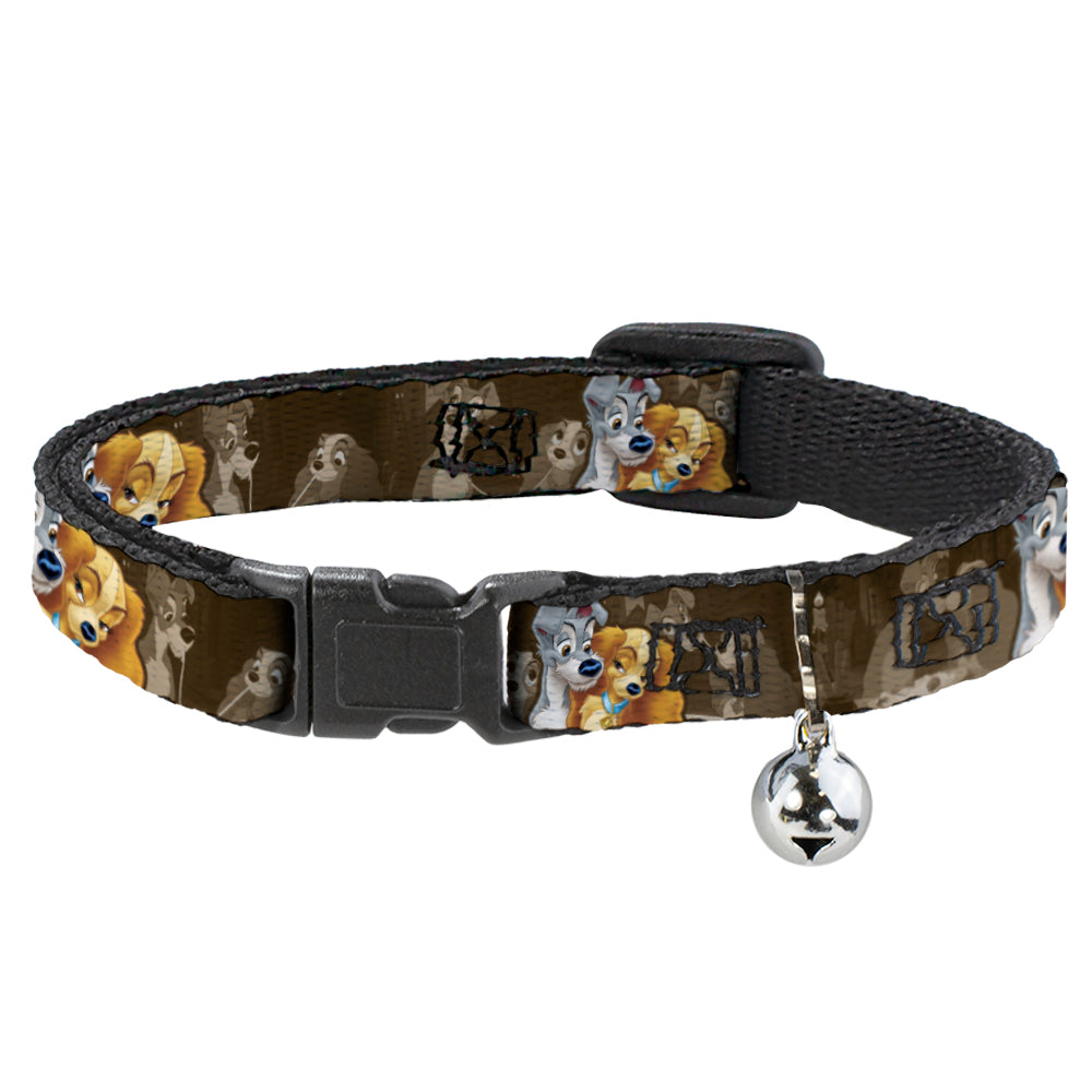Cat Collar Breakaway - Lady and Tramp 2-Poses Spaghetti Kiss Scene Browns Breakaway Cat Collars Disney   