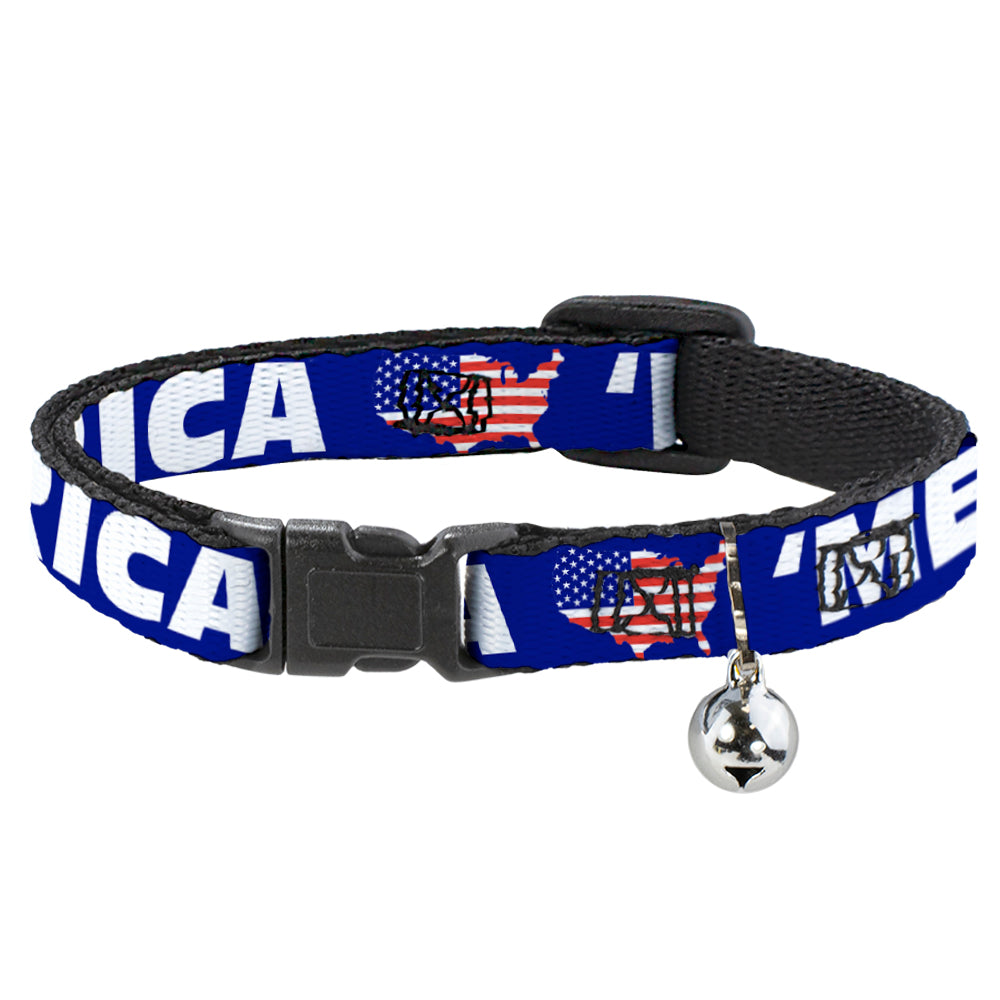Cat Collar Breakaway - 'MERICA USA Silhouette Blue White US Flag Breakaway Cat Collars Buckle-Down   