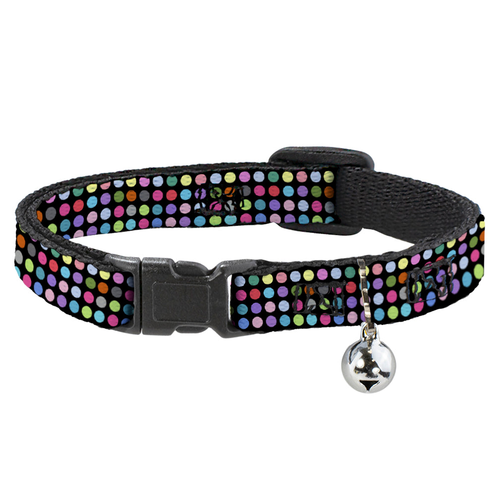 Cat Collar Breakaway - Mini Polka Dots Black Multi Color Breakaway Cat Collars Buckle-Down   