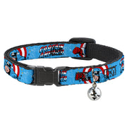 Cat Collar Breakaway - CAPTAIN AMERICA w Action Pose Weathered Blue Breakaway Cat Collars Marvel Comics   
