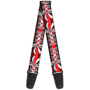 Guitar Strap - Corset Lace Up w Bow Red Plaid Red Guitar Straps Buckle-Down   