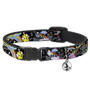 Cat Collar Breakaway - Rainbow Cloud Stars Black Breakaway Cat Collars Buckle-Down   