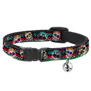 Cat Collar Breakaway - Sugar Skulls Zarape Multi Color Breakaway Cat Collars Buckle-Down   