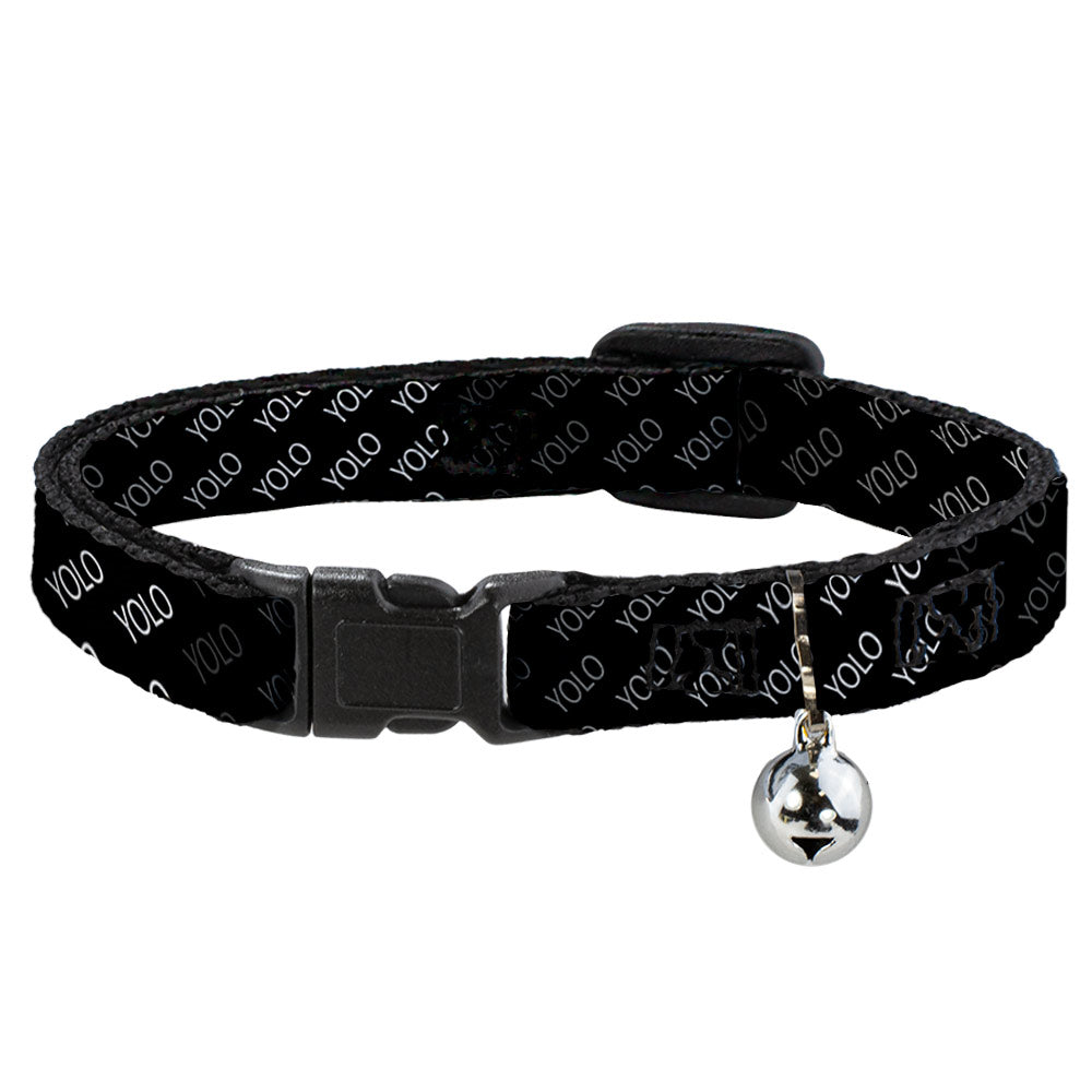 Cat Collar Breakaway - YOLO Diagonal Black Gray White Breakaway Cat Collars Buckle-Down   