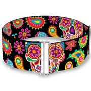 Cinch Waist Belt - Bobo Sugar Skull Paisley Black Multi Color Womens Cinch Waist Belts Thaneeya McArdle   