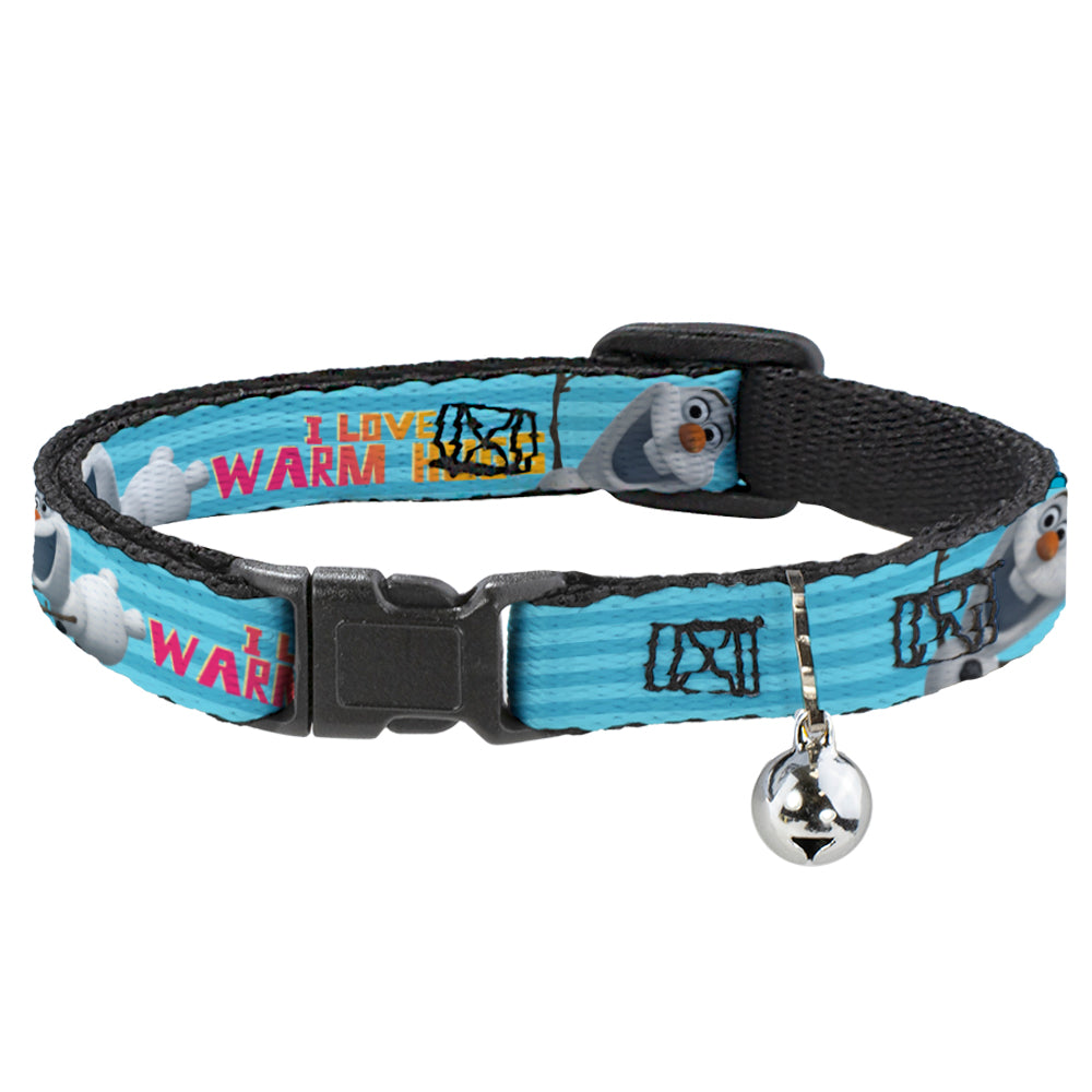 Cat Collar Breakaway - Olaf Pose I LOVE WARM HUGS Stripe Blues Breakaway Cat Collars Disney   