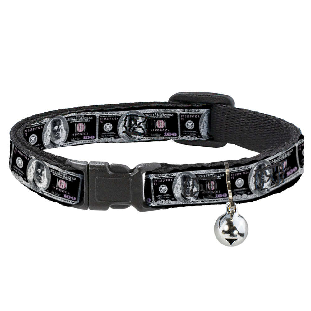 Cat Collar Breakaway - 100 Dollar Bill X-Ray Black White Breakaway Cat Collars Buckle-Down   