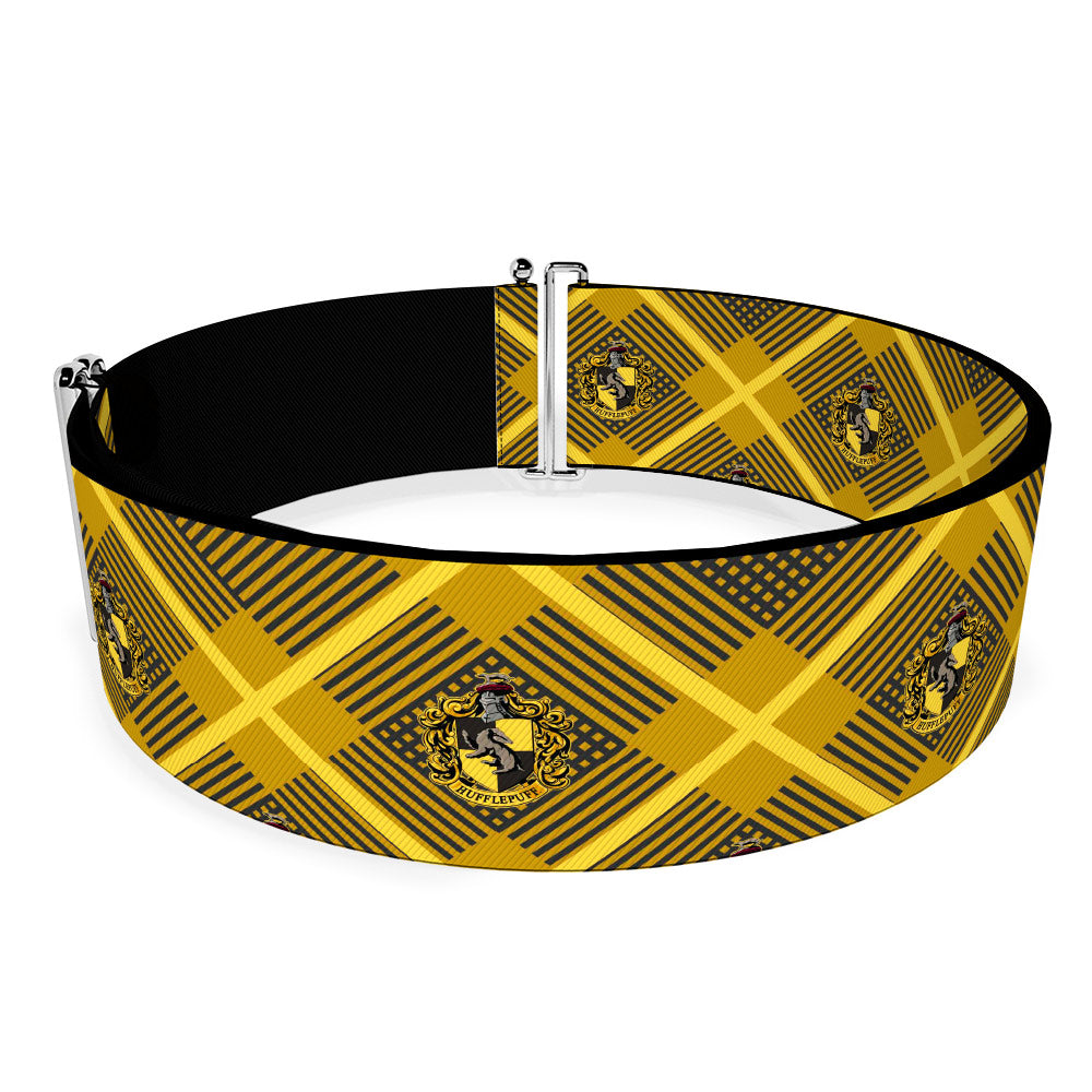 Cinch Waist Belt - Harry Potter Hufflepuff Crest Plaid Yellows Gray Womens Cinch Waist Belts Harry Potter