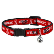 Cat Collar Breakaway with Bell - SHELBY Box Logo and Super Snake Cobra Red White - NARROW Fits 8.5-12" Breakaway Cat Collars Shelby