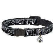 Cat Collar Breakaway - Love Love Black White Breakaway Cat Collars Buckle-Down   
