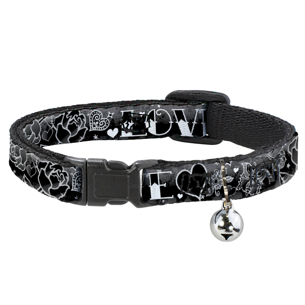 Cat Collar Breakaway - Love Love Black White Breakaway Cat Collars Buckle-Down   