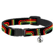 Cat Collar Breakaway - Maze Lines Black Rasta Breakaway Cat Collars Buckle-Down   