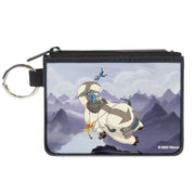 Canvas Zipper Wallet - MINI X-SMALL - Avatar the Last Airbender Appa Carrying 4-Character Group Scene Over Mountains Grays Canvas Zipper Wallets Avatar The Last Airbender