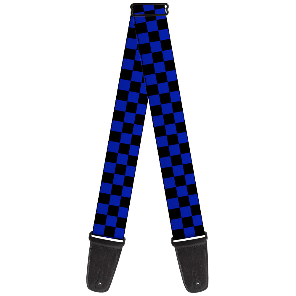 Guitar Strap - Checker Black Neon Blue Guitar Straps Buckle-Down   