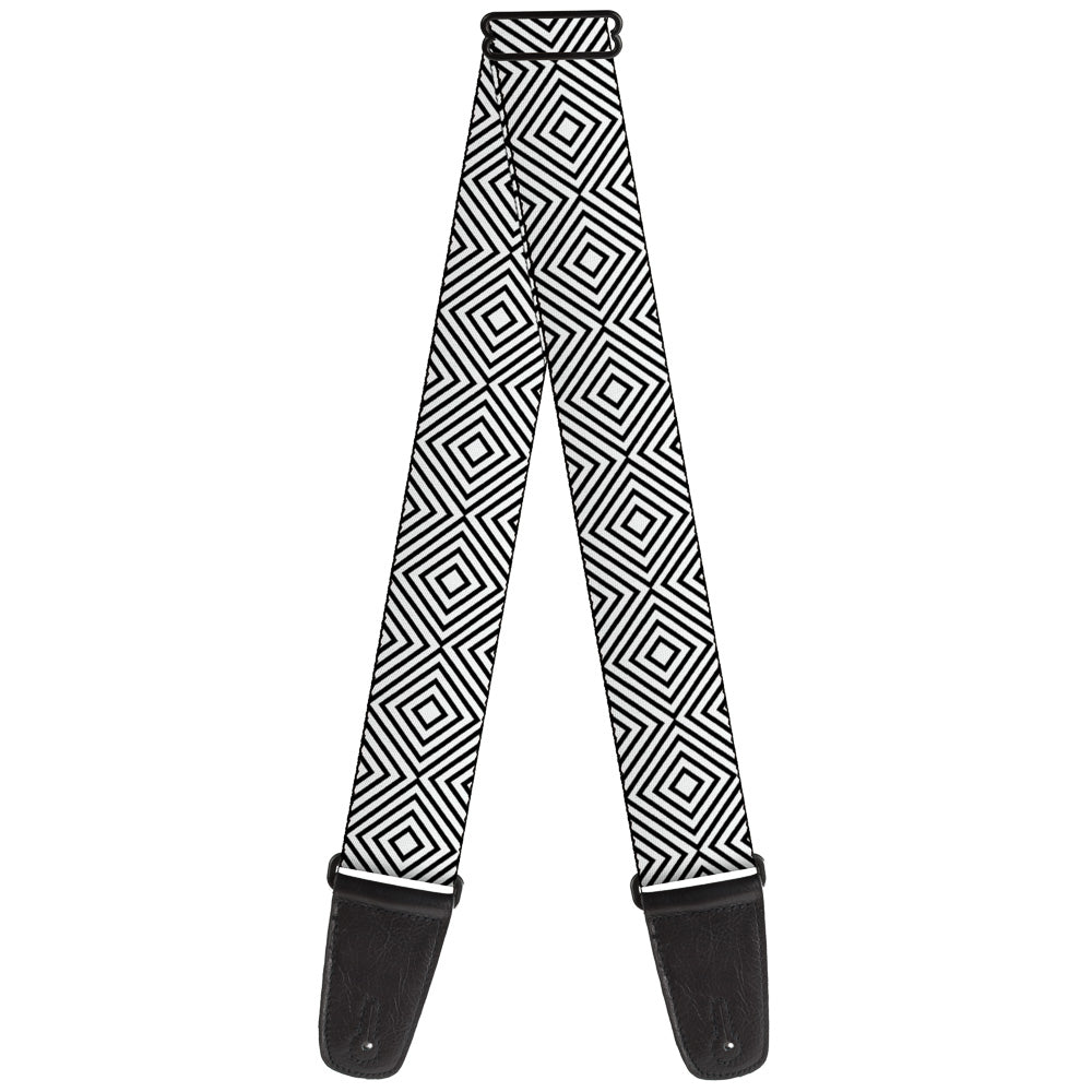 Guitar Strap - Square Lines White Black Guitar Straps Buckle-Down   