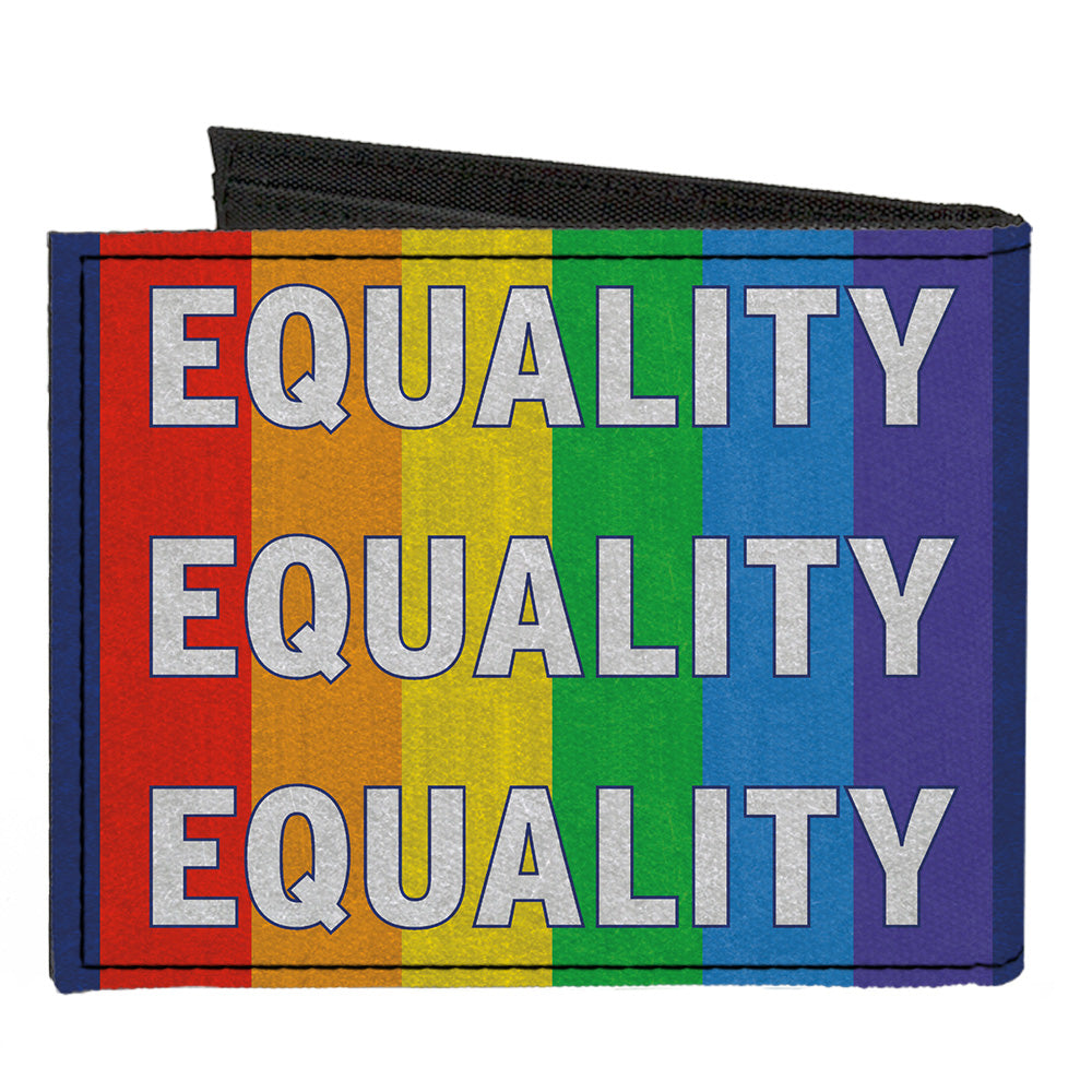 Canvas Bi-Fold Wallet - EQUALITY Blocks Rainbow Blue White Canvas Bi-Fold Wallets Buckle-Down   