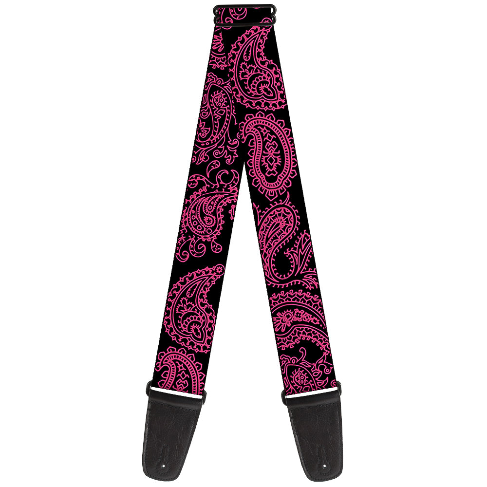 Guitar Strap - Paisley Black Neon Pink Guitar Straps Buckle-Down   