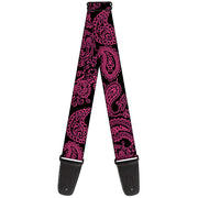 Guitar Strap - Paisley Black Neon Pink Guitar Straps Buckle-Down   