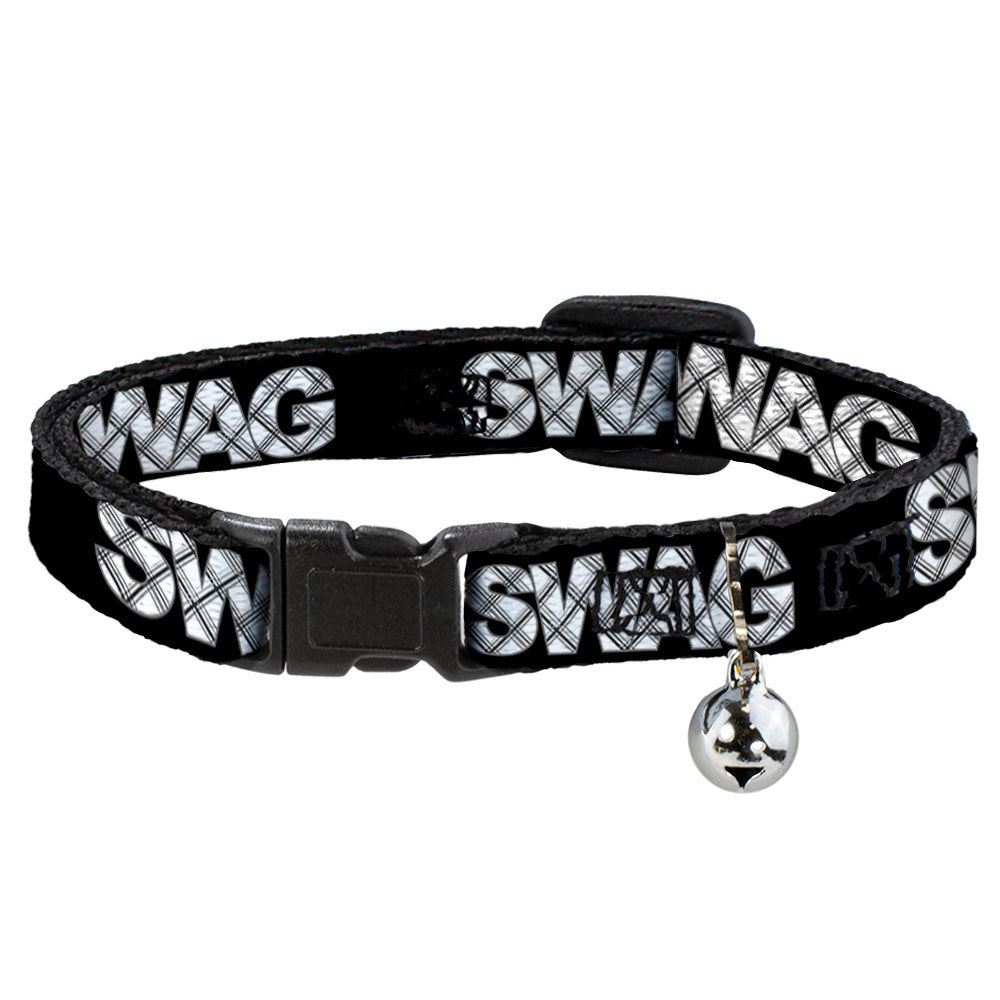 Cat Collar Breakaway - SWAG Black Plaid X White Gray Breakaway Cat Collars Buckle-Down   
