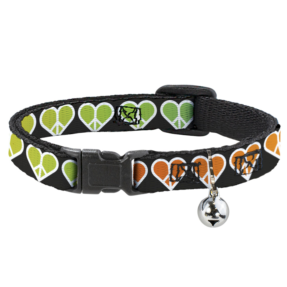 Cat Collar Breakaway - Peace Hearts Repeat Fill Black Rainbow Breakaway Cat Collars Buckle-Down   