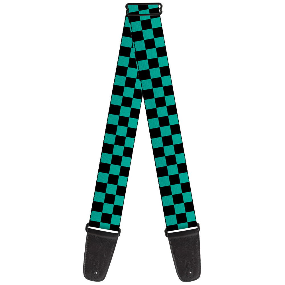 Guitar Strap - Checker Black Teal Guitar Straps Buckle-Down   